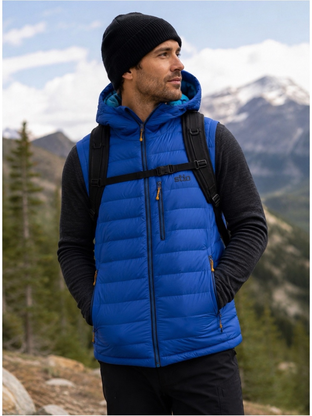 STIO HOMETOWN DOWN HOODED VEST in Royal Blue Size XL ~ New No Tags